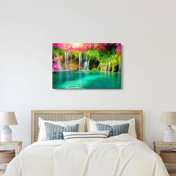 Kép - vízesés, Plitvicei-tavak, Horvátország (90x60 cm)