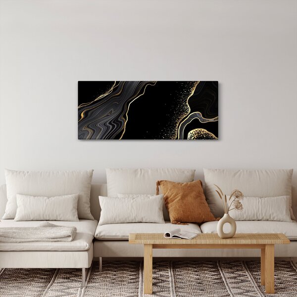 Kép - Fekete és arany márvány (120x50 cm)