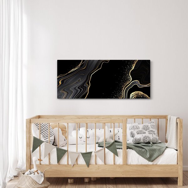 Kép - Fekete és arany márvány (120x50 cm)
