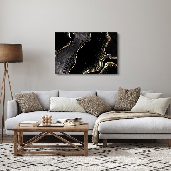 Kép - Fekete és arany márvány (90x60 cm)