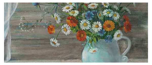 Kép - réti virágok, olajfestmény (120x50 cm)