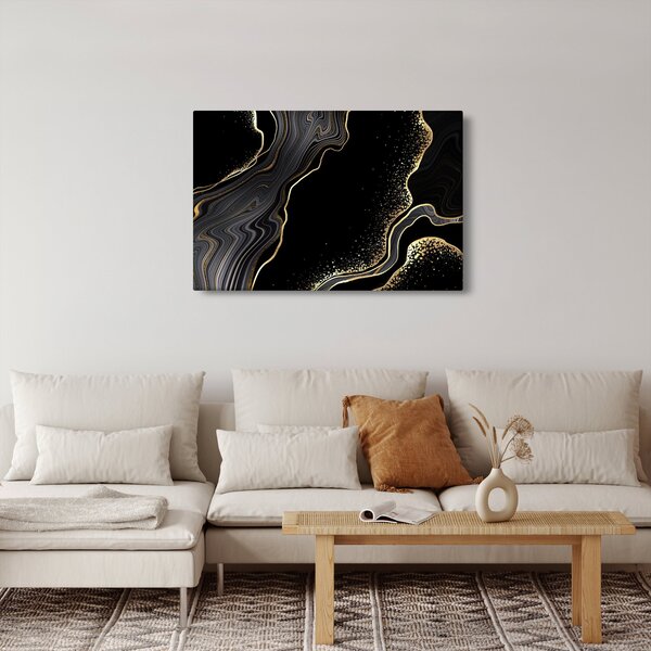 Kép - Fekete és arany márvány (90x60 cm)