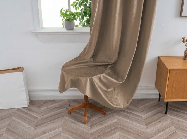 Sötétítő függöny DUNES VELVET 140x250 cm, bézs-barna Felfüggesztés: Hullámos sínszalag