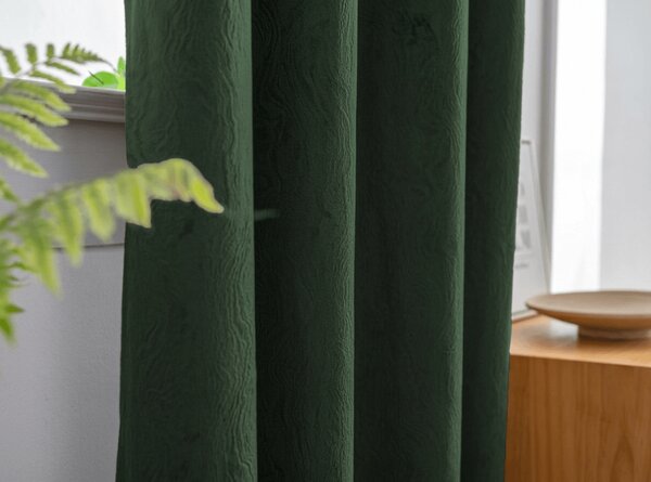 Sötétítő függöny DUNES VELVET 140x250 cm, sötétzöld Felfüggesztés: Hullámos sínszalag