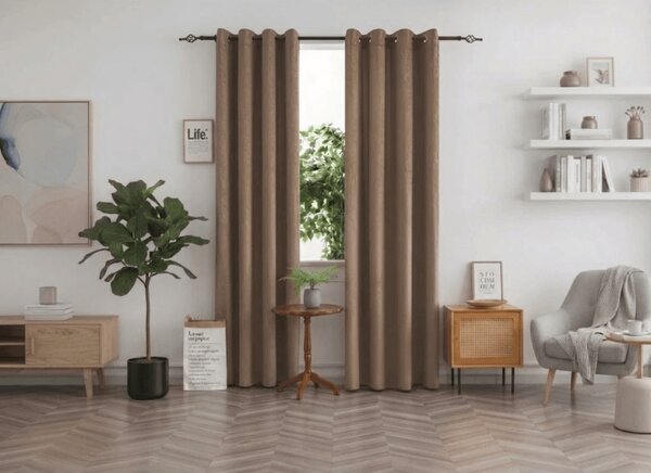 Sötétítő függöny DUNES VELVET 140x250 cm, bézs-barna Felfüggesztés: Hullámos sínszalag