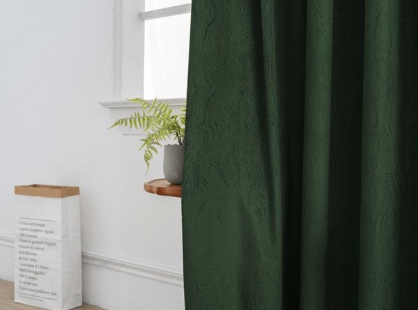 Sötétítő függöny DUNES VELVET 140x250 cm, sötétzöld Felfüggesztés: Hullámos sínszalag