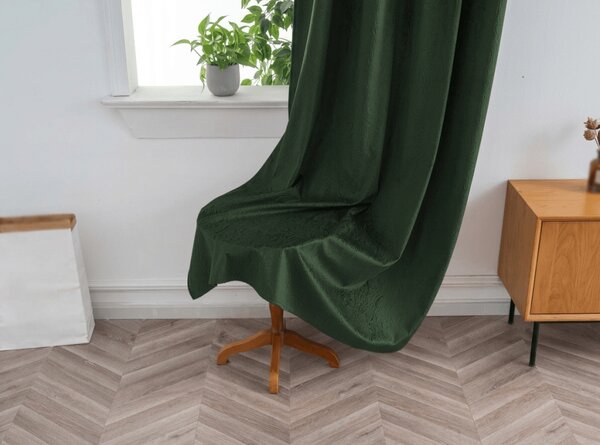 Sötétítő függöny DUNES VELVET 140x250 cm, sötétzöld Felfüggesztés: Hullámos sínszalag