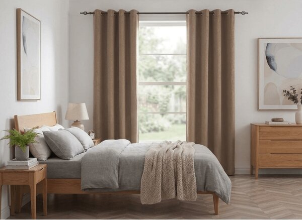 Sötétítő függöny DUNES VELVET 140x250 cm, bézs-barna Felfüggesztés: Hullámos sínszalag