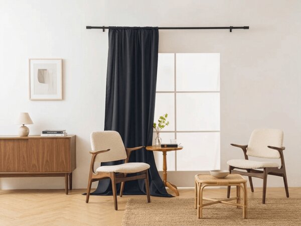 OXFORD LIGHT függöny 140x250 cm, fekete Felfüggesztés: Hullámos sínszalag