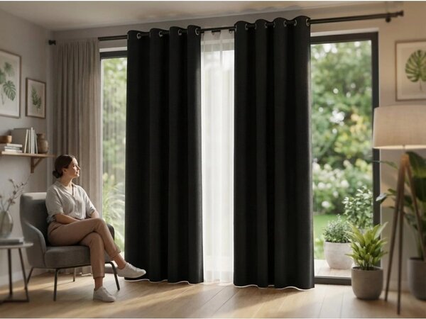 OXFORD LIGHT függöny 140x250 cm, fekete Felfüggesztés: Hullámos sínszalag
