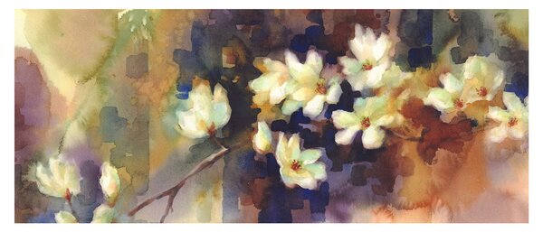 Kép - fehér magnólia, festmény (120x50 cm)