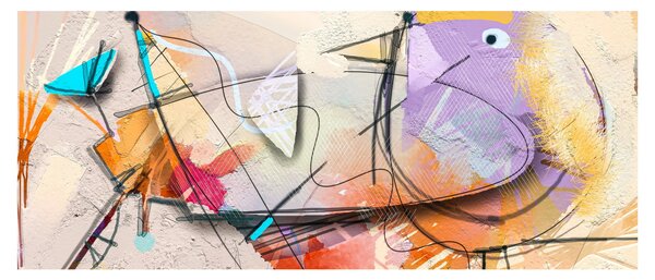 Kép - absztrakció, madár (120x50 cm)