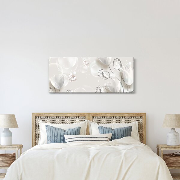 Kép - tulipánok a buborékok között (120x50 cm)