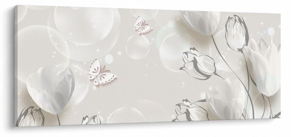 Kép - tulipánok a buborékok között (120x50 cm)