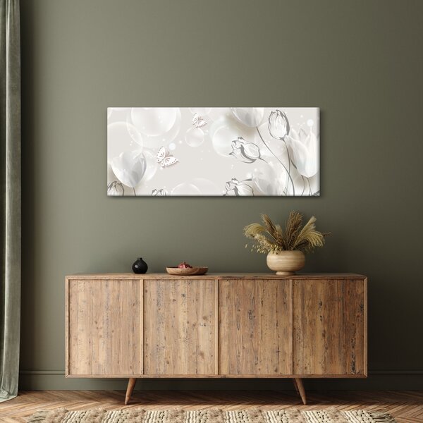 Kép - tulipánok a buborékok között (120x50 cm)