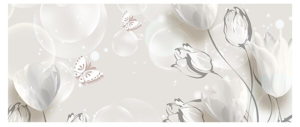 Kép - tulipánok a buborékok között (120x50 cm)