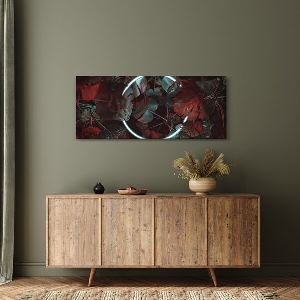 Kép - Neon kör a pálmafák között (120x50 cm)