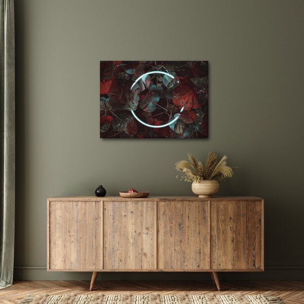 Kép - Neon kör a pálmafák között (70x50 cm)