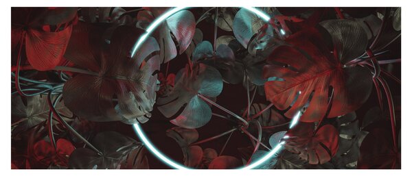 Kép - Neon kör a pálmafák között (120x50 cm)