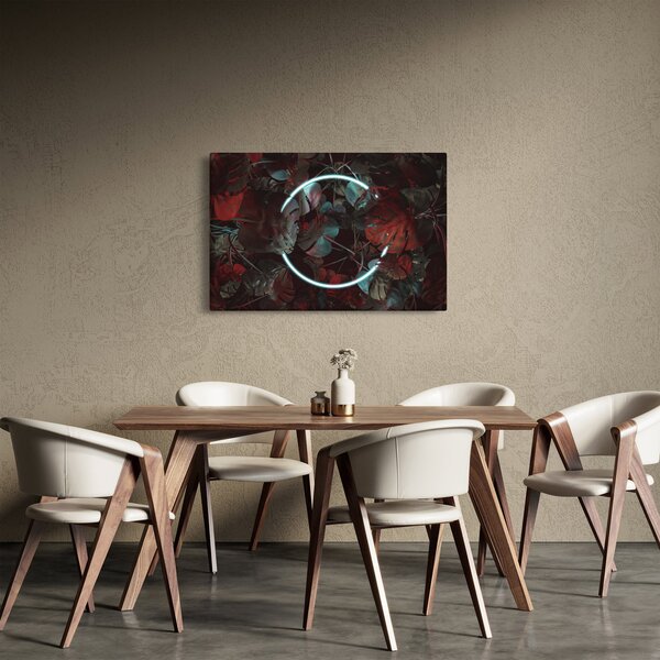 Kép - Neon kör a pálmafák között (90x60 cm)