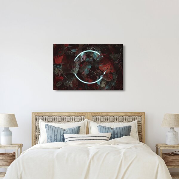 Kép - Neon kör a pálmafák között (90x60 cm)