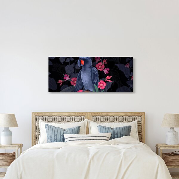 Kép - papagáj a virágok között (120x50 cm)