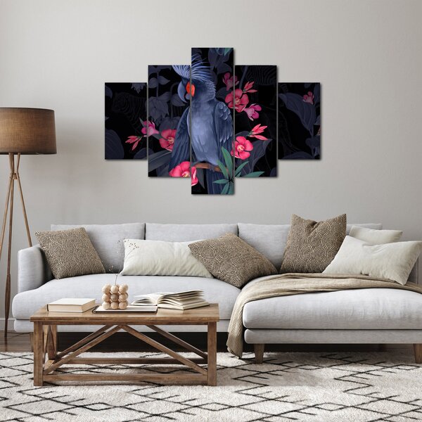 Kép - papagáj a virágok között (150x105 cm)