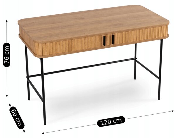 Íróasztal 120 cm, bordázott tölgy kivitelben TRISH