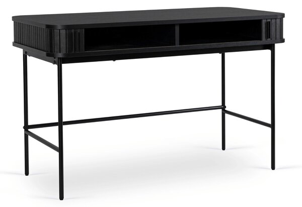 Íróasztal 120 cm, bordázott fekete kivitelben TRISH