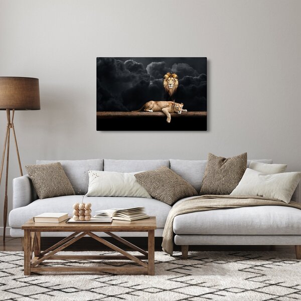 Kép - oroszlán és a nőstény oroszlán a felhőkben (90x60 cm)