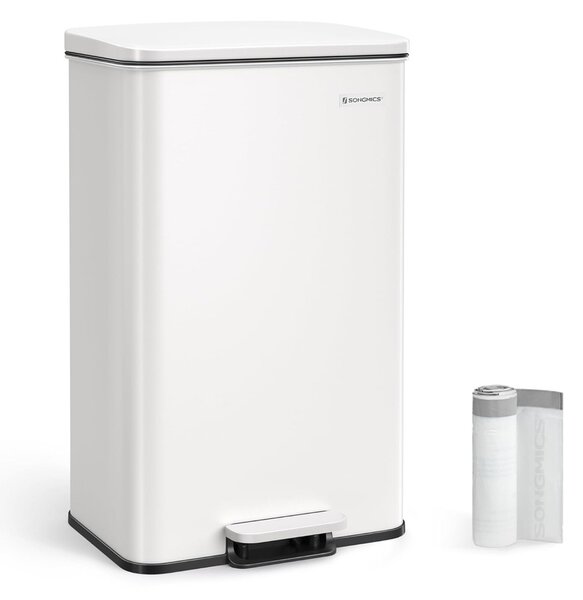 Konyhai Szemetes 40L, Nagy pedálos kuka 15 szemeteszsák mellékelve, Fehér
