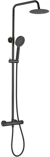 Laveo Volumo, zuhanygarnitúra termosztatikus csapteleppel 150mm, matt fekete, LAV-PLV_70OB