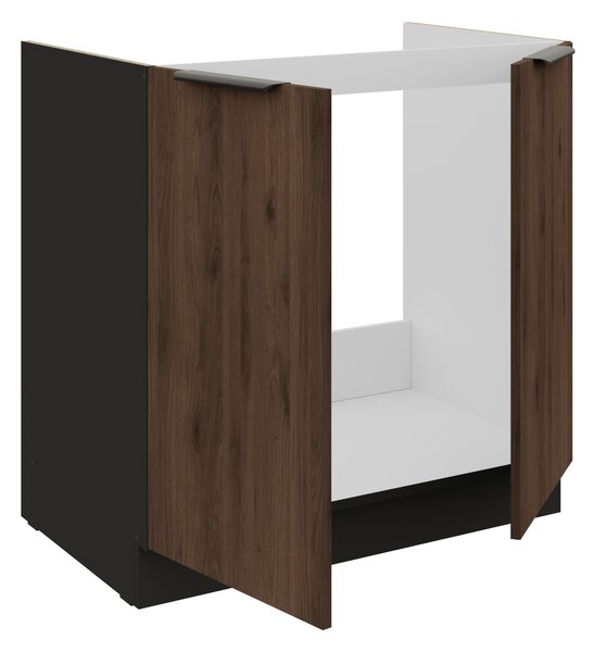 Alsó konyhaszekrény Manana 80 ZL 2F BB (korpus: matt fekete + front: okapi dió)