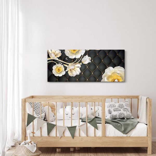 Fehér rózsa virágok képe (120x50 cm)