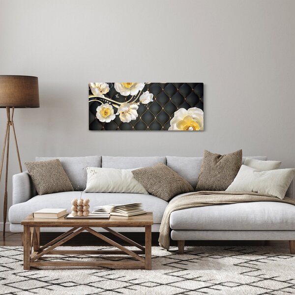 Fehér rózsa virágok képe (120x50 cm)