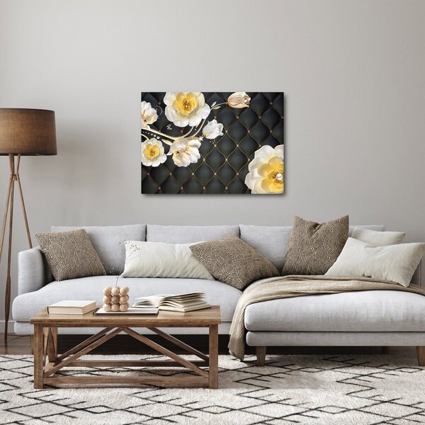 Fehér rózsa virágok képe (70x50 cm)