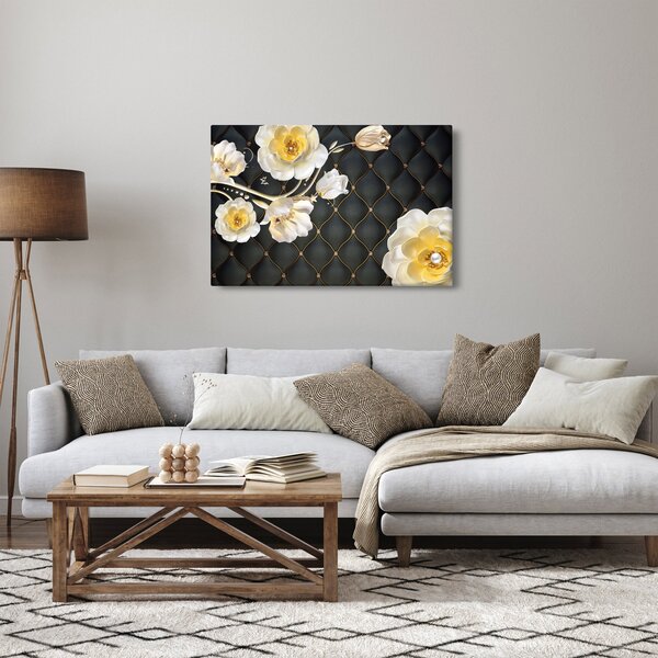 Fehér rózsa virágok képe (90x60 cm)