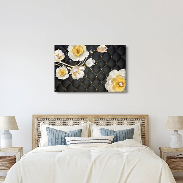 Fehér rózsa virágok képe (90x60 cm)