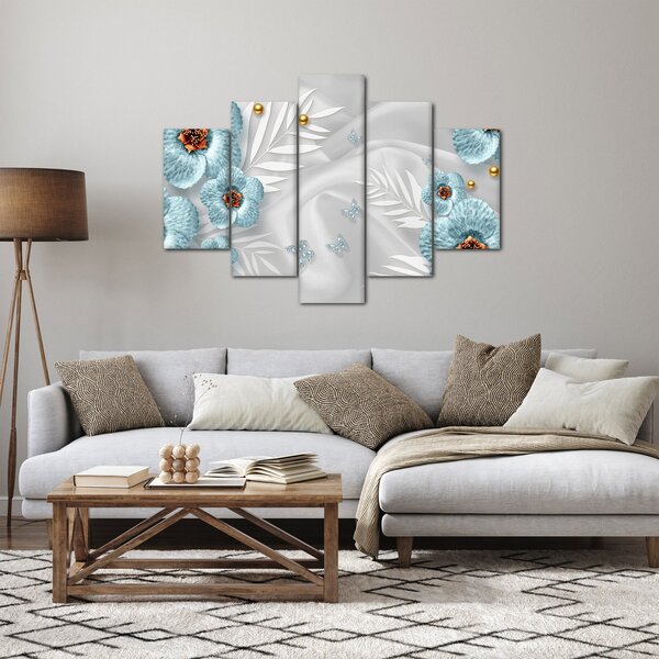 Kép - 3D kék virágok (150x105 cm)