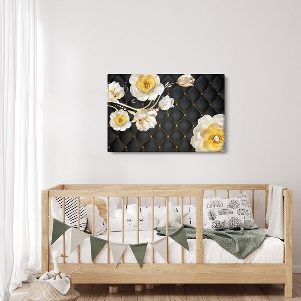 Fehér rózsa virágok képe (90x60 cm)