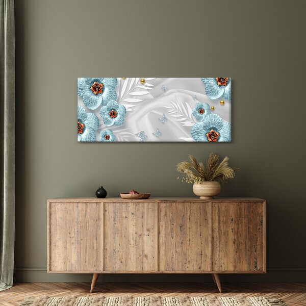 Kép - 3D kék virágok (120x50 cm)
