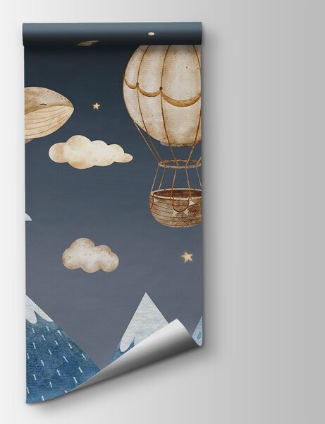 Fotótapéta Bálna és hőlégballon az égen, Tenger fotótapéta, Népszerű fotótapéta, w03672v1 - Tapeko.hu