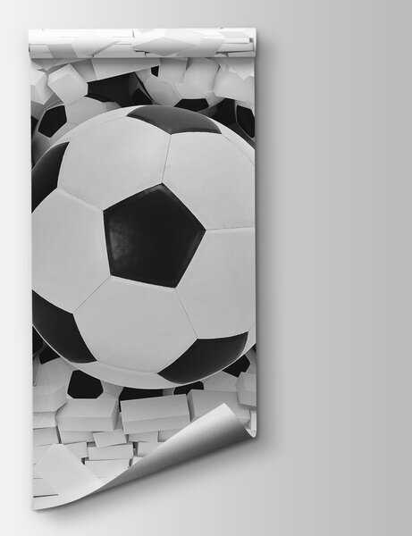 Fotótapéta Futball-labdák csoportja egy halom téglában, 3D fotótapéta, Népszerű fotótapéta, u70633 - Tapeko.hu