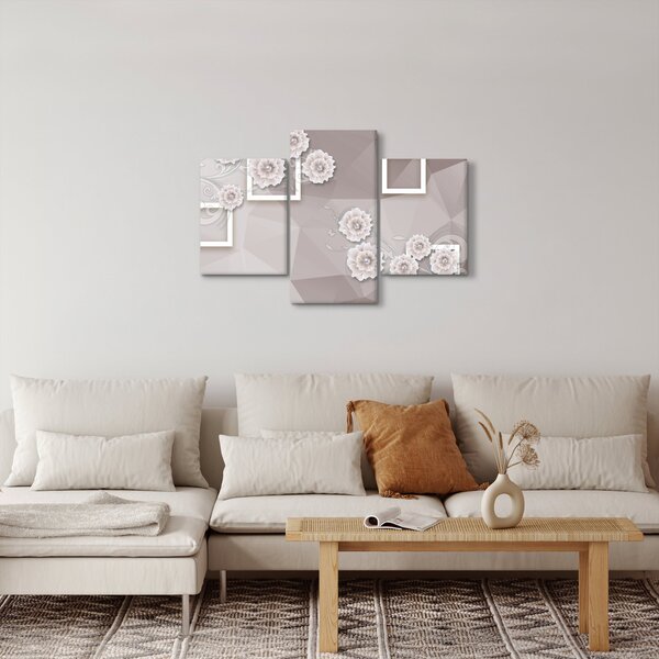Kép bézs virágokkal (90x60 cm)