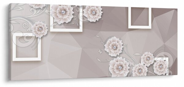 Kép bézs virágokkal (120x50 cm)