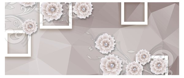 Kép bézs virágokkal (120x50 cm)