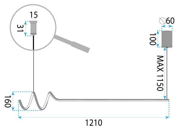 Függesztett lámpa LHJ030-CP 120cm FEKETE