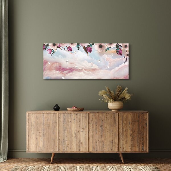 Rózsaszín virágokképe rózsaszín márvánnyal (120x50 cm)