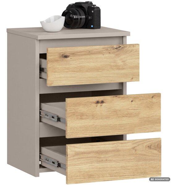 AKORD CLP CL3/40 Éjjeliszekrény Laminált Kaszmir / Artisan Tölgy 3 Fiókos