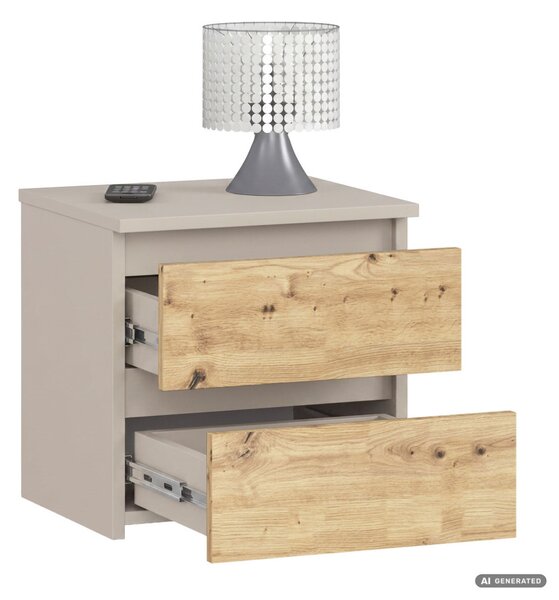 Akord CLP CL2 Éjjeliszekrény Laminált Kaszmír / Artisan Tölgy Két Fiókos